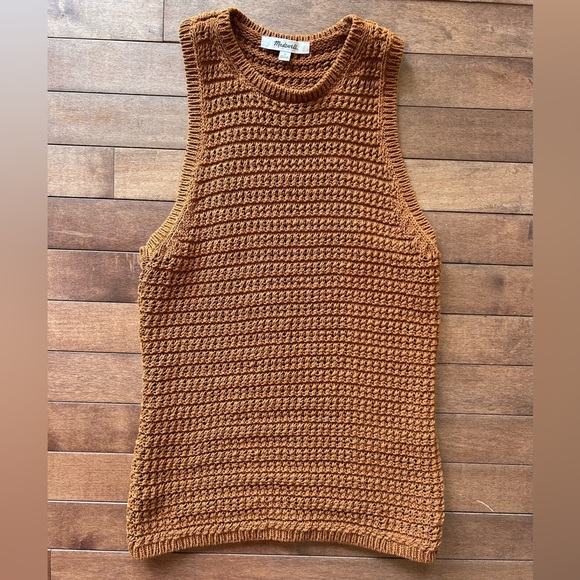 Madewell Rust Knit Sleeveless Racer Back Tank Top Sweater Size Small - Picture 1 of 6
